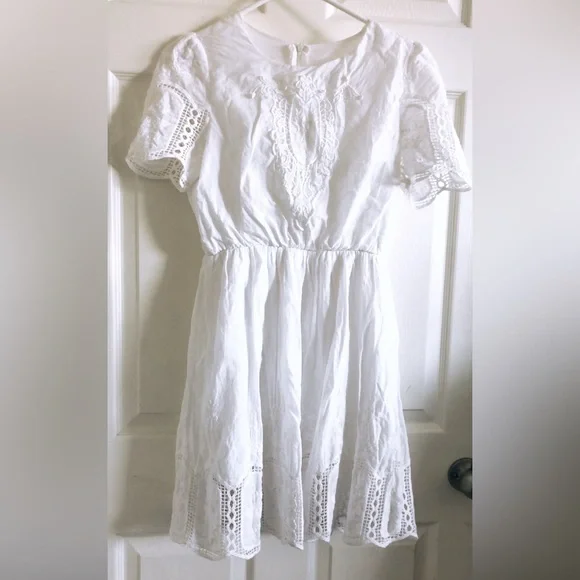 Dresses | Hand Embroidered White Cotton Knee Length Dress | Poshmark